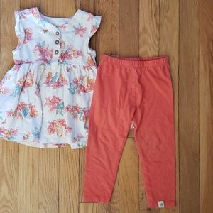 Floral Kids Matching Set with Coral Leggings